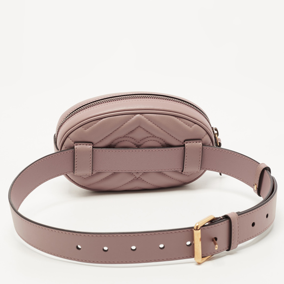 GUCCI Beige Matelasse Leather Mini GG Marmont Belt Bag - Picture 4 of 8